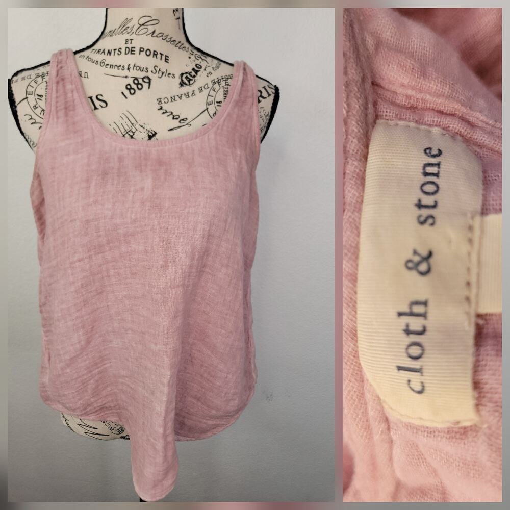Cloth & Stone Gauze Cami Tank Top XS Sunwashed Pink Open Back Bohemian Cottage